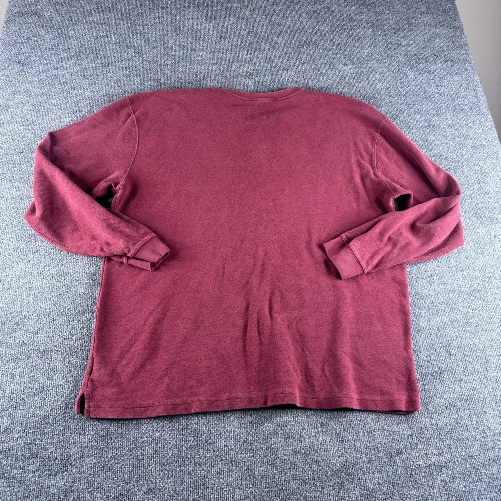 Carhartt Shirt Mens XL Red Long Sleeve Thermal Lined Henley Workwear Tee Cotton